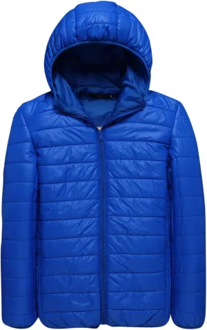 Men's Puffer Jacket Slim Fit Lightweight Down Coat with Hood Packable Quilted Jacket Casual Warm Winter Jacket