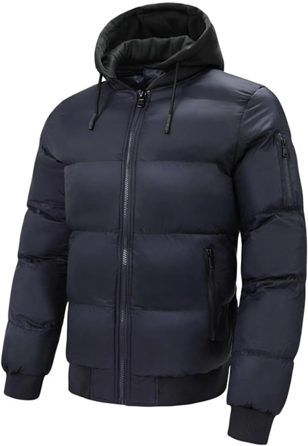 Mens Puffer Jackets Waterproof Hooded Insulated Thermal Down Coat Winter Puffy Jacket Outerwear for Running Travel