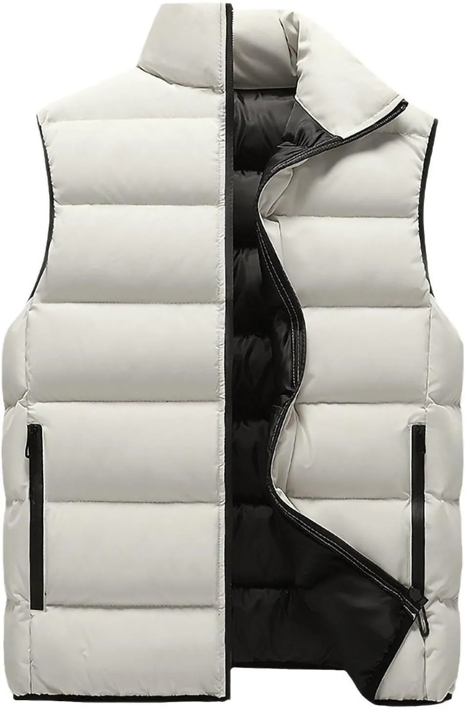 Men's Puffer Vest Zip Up Stand Collar Down Vest Sleeveless Jacket Coats