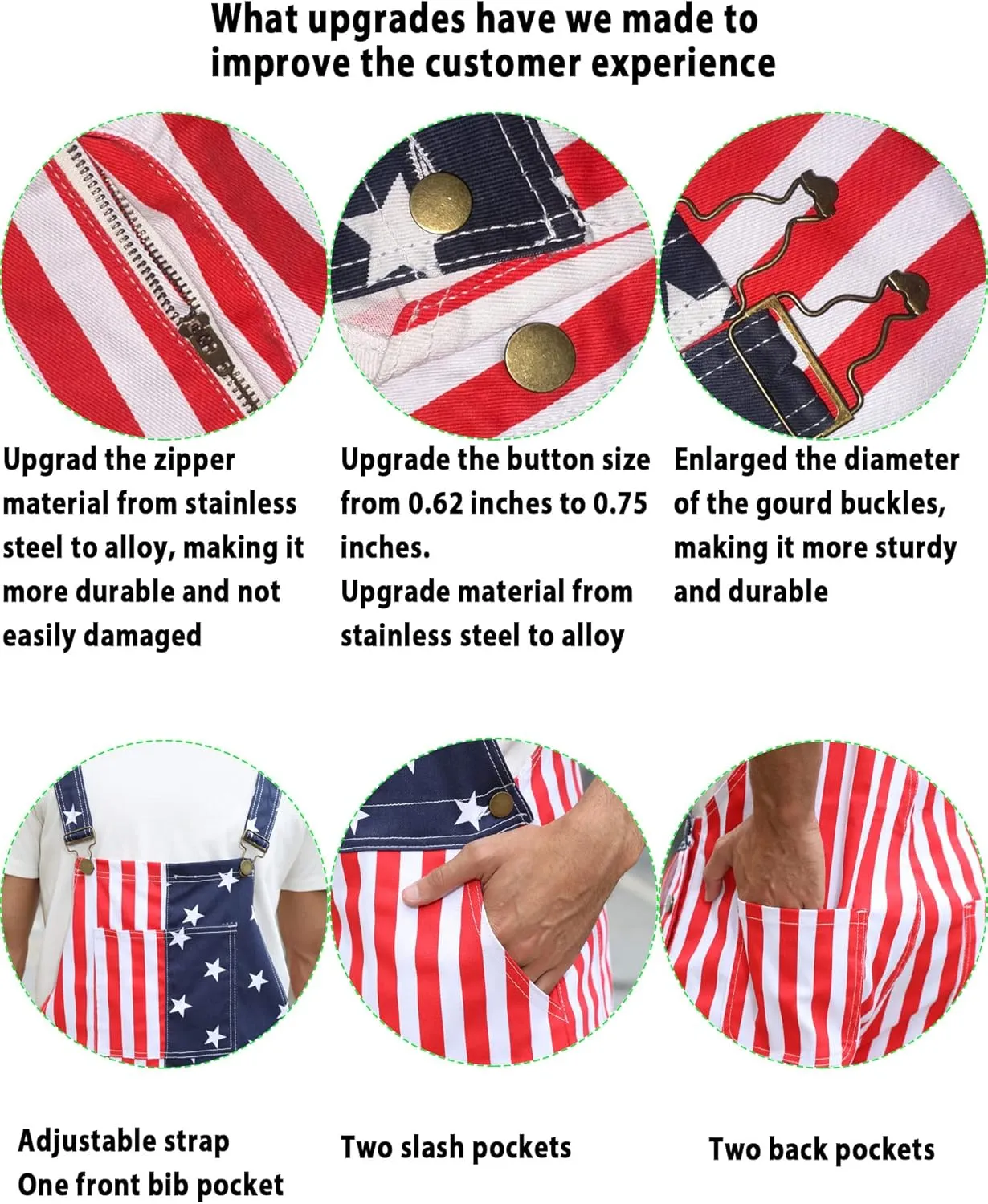 Mens Rompers American Flag Jumpsuits 4th of July Jean Overalls with Zipper Fly Bro Outfits