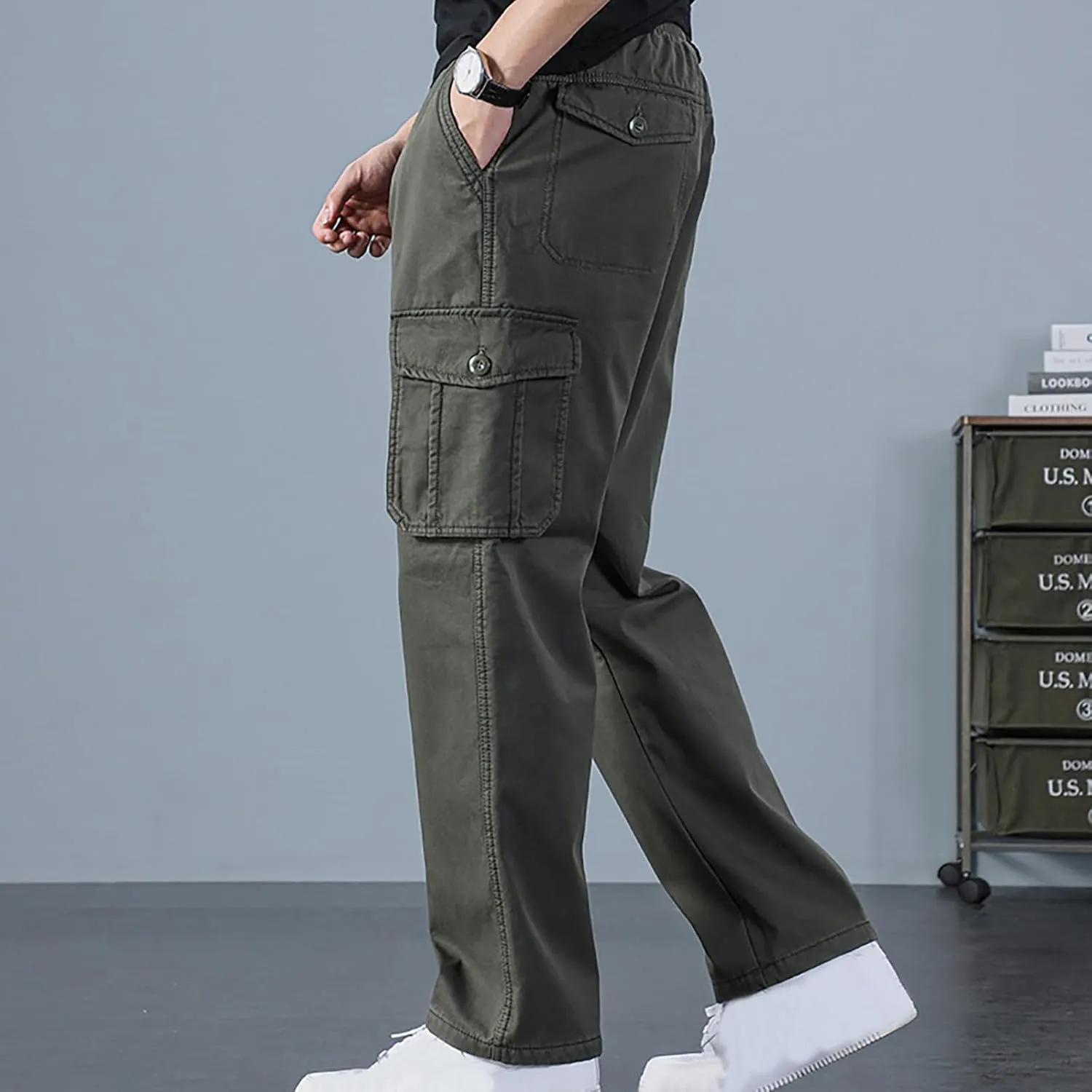 Men's Sherpa Fleece Lined Cargo Pant Outdoor Casual Military Combat Work Ski Hiking Pants Thermal Hiking Pants Winter
