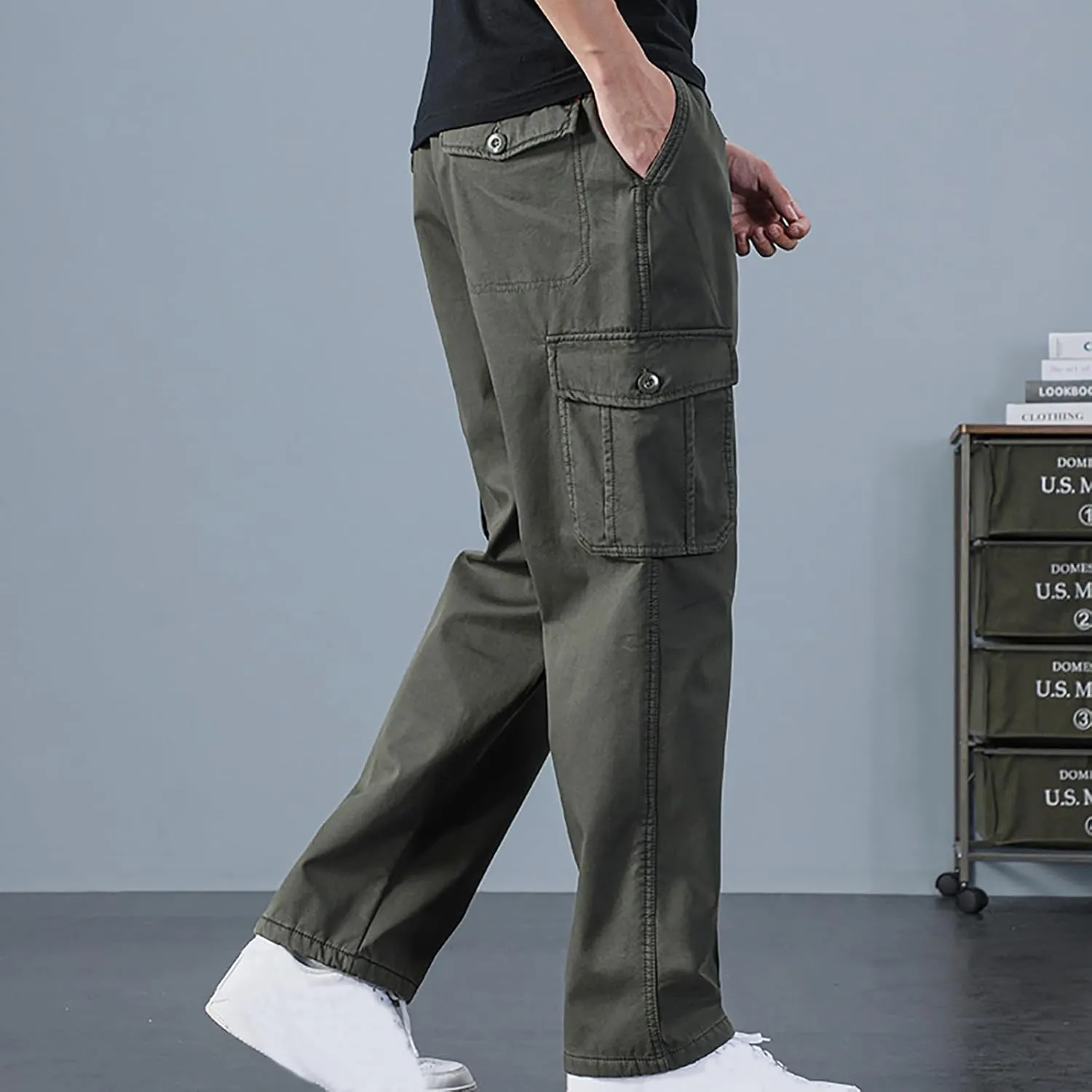 Men's Sherpa Fleece Lined Cargo Pant Outdoor Casual Military Combat Work Ski Hiking Pants Thermal Hiking Pants Winter