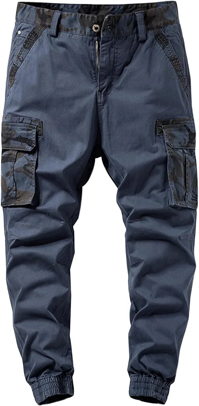 Men's Slim-Fit Stretch Cargo Pant Waterproof Hiking Pants, Slim Fit Cargo Joggers, Stretch Outdoor Pants with Pockets