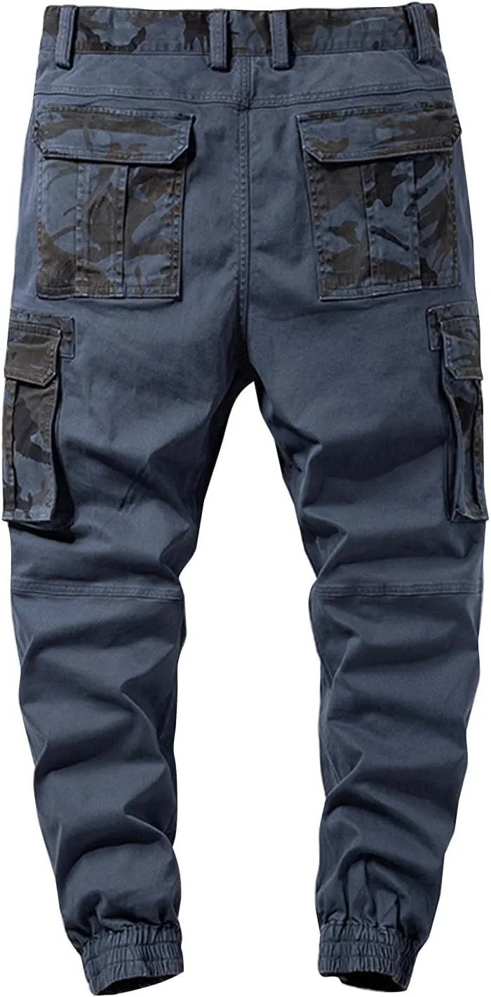 Men's Slim-Fit Stretch Cargo Pant Waterproof Hiking Pants, Slim Fit Cargo Joggers, Stretch Outdoor Pants with Pockets