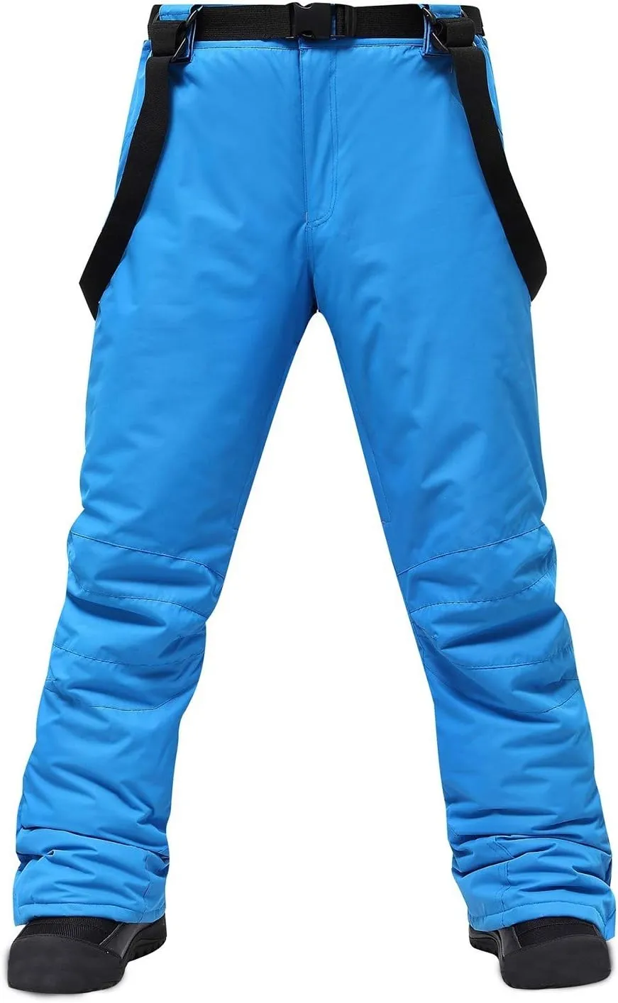 Mens Snow Pants Waterproof Insulated Baggy Snowboard Pants Winter Outdoor Ski Bibs Paired with a Ski Jacket