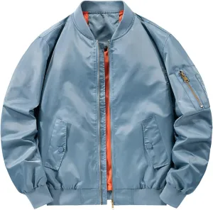 Men's Spring and Autumn Leisure Standing Neck Jacket Men's Air Force No.1 MA 1 Pilot Coat Jacket Fleece Coats for