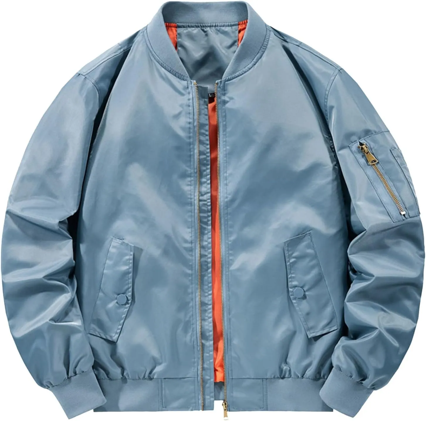 Men's Spring and Autumn Leisure Standing Neck Jacket Men's Air Force No.1 MA 1 Pilot Coat Jacket Fleece Coats for