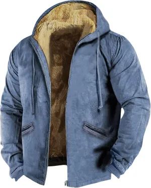 Men's Thick Sherpa Lined Zipper Fleece Hoodie Sweatshirt Winter Warm Jacket Coat Oversized Jackets For Men