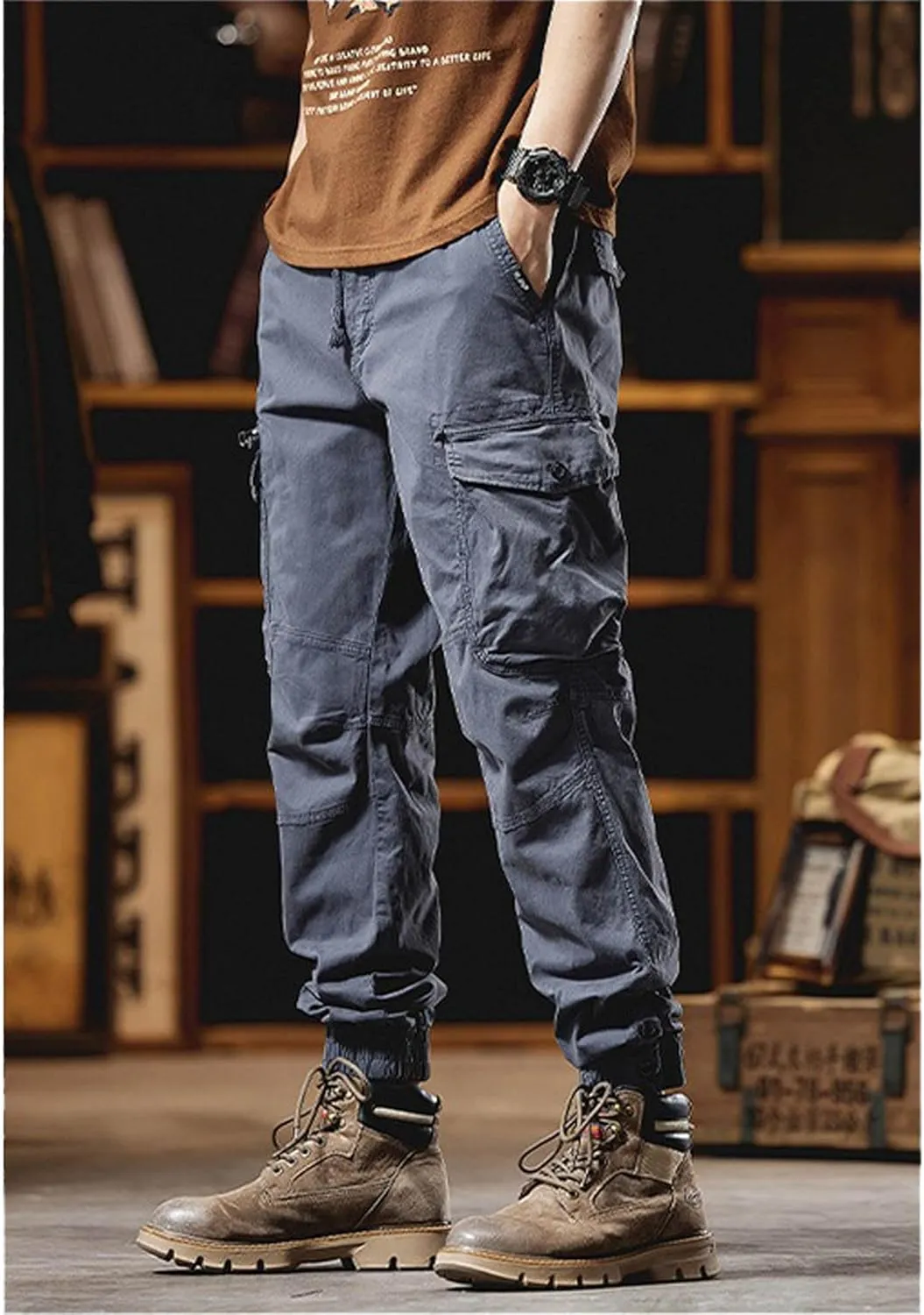 Mens Three Dimensional Large Pocket Casual Cargo Pants Harem Pants Streetwear Joggers Baggy Pants Athletic Pants