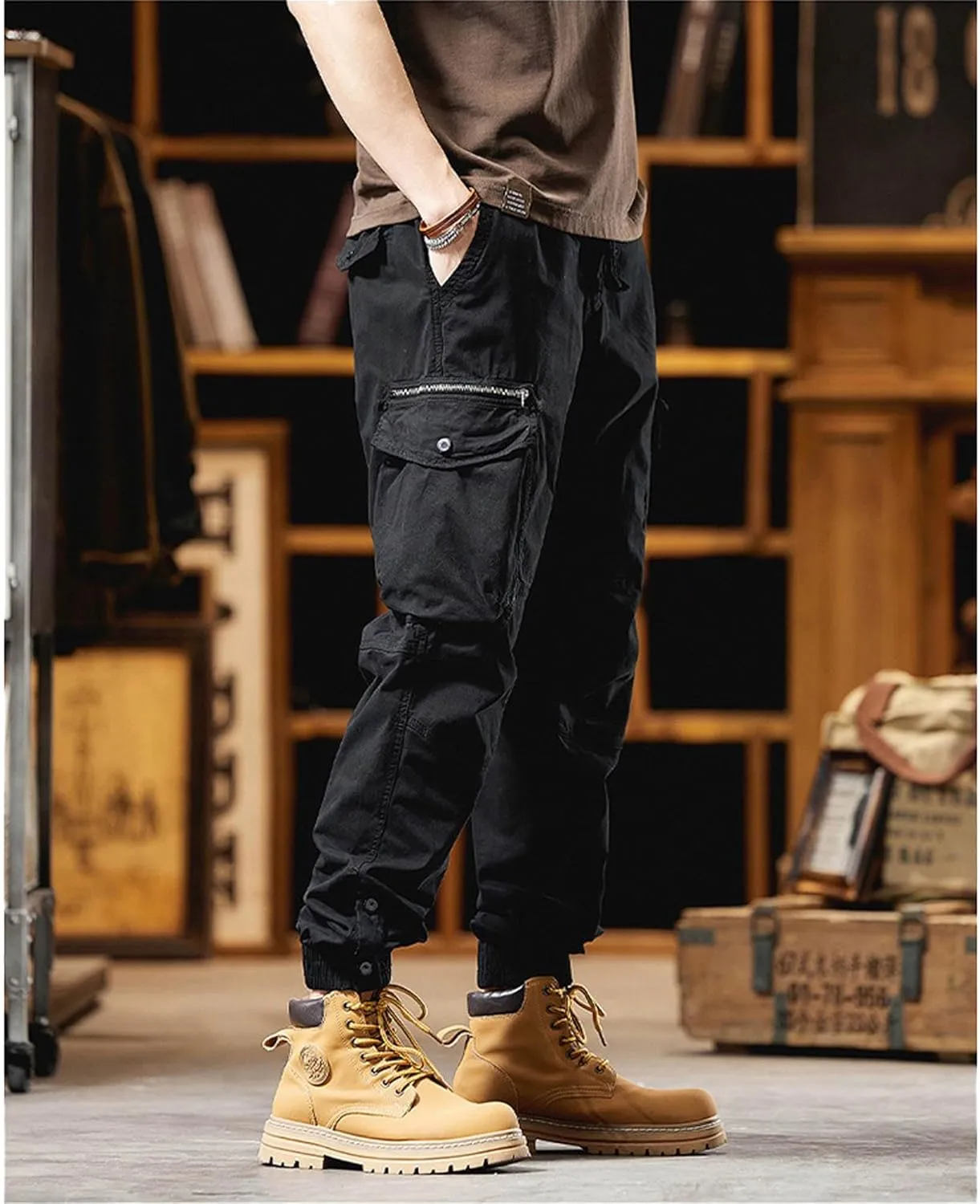 Mens Three Dimensional Large Pocket Casual Cargo Pants Harem Pants Streetwear Joggers Baggy Pants Athletic Pants