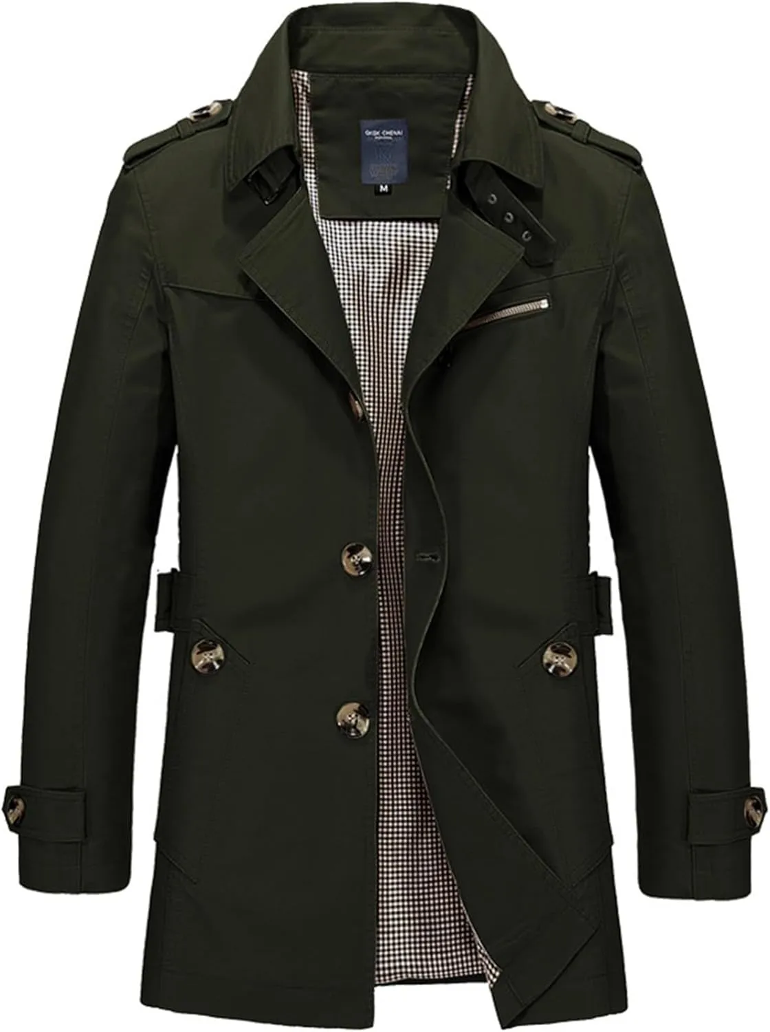 Mens Trench Coat Lapel Relaxed Fit Button Down Stylish Windbreaker Jackets Fall Winter Outdoor Overcoats with Pockets
