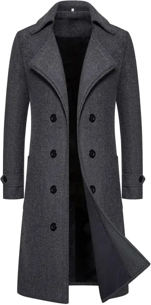 Mens Trench Coat Windbreaker Jacket Lamb Suede Coat Trench Lapel Long Jacket Soft Elegant Windbreaker Men's Trench