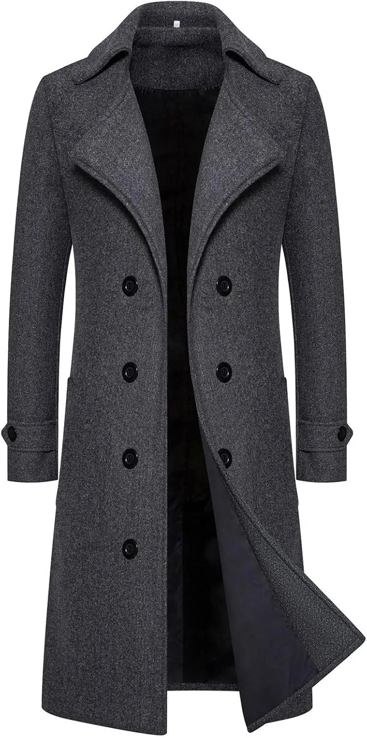 Mens Trench Coat Windbreaker Jacket Lamb Suede Coat Trench Lapel Long Jacket Soft Elegant Windbreaker Men's Trench