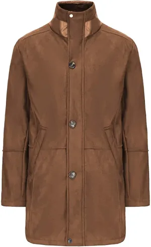 Mens Trench Coat Windbreaker Jackets Lapel Long Sleeve Padded Leather Jacket Vintage Long Pea Coat Winter Warm