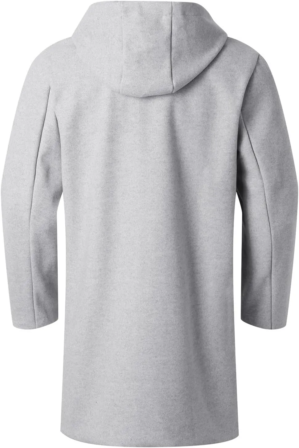 Mens Trench Coat Wool Blend Hoodie Long Jacket Full Zip Winter Classic Business Overcoat Fuzzy Warm Sweatshirt M-2XL