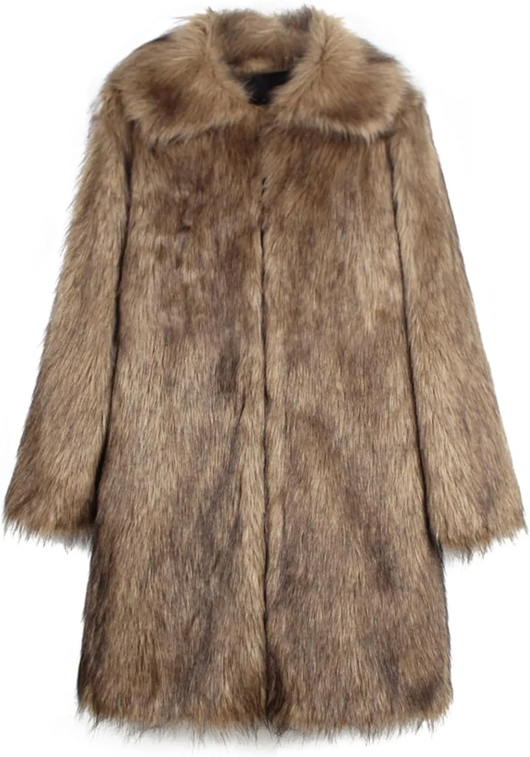 Men's Warm Thick Coat Jacket Faux Fur Fluffy Outwear Cardigan Winter Long Sleeve Overcoat Jacket Long Trench Coats