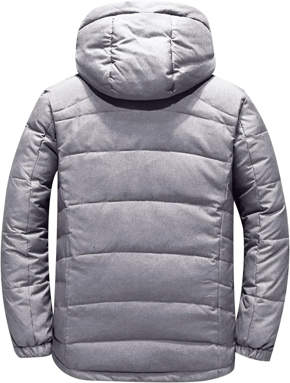 Men's Winter Hooded Down Coats Warm Puffer Jacket Cotton Padded Waterproof Outerwear with Pockets
