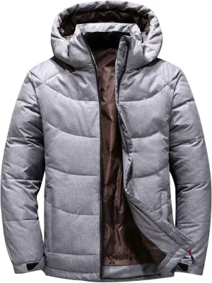 Men's Winter Hooded Down Coats Warm Puffer Jacket Cotton Padded Waterproof Outerwear with Pockets