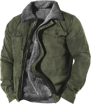Mens Winter Jacket Big and Tall Fleece Coat Full Zip Bomber Jacket Windbreaker Heavyweight Windproof Sport Coat