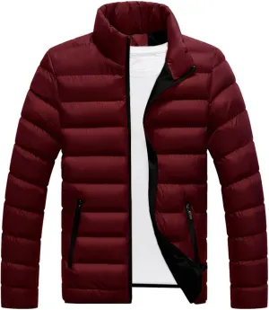 Men's Winter Puffer Jacket Fleece Warm Lightweight Coat Outerwear Cold Weather Chompas Para Hombre, M-2XL