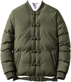 Men's Winter Tang Suit Cotton Padded Coat - Plus Size Thickened Collarless Jacket Chinese Style Buttons