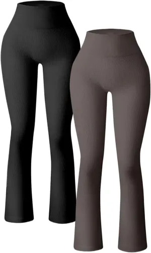 Mens Yoga Pants Loose Pants Ribbed Seamless Workout High Waist Bell Bottoms Flare Leggings Yoga Pants with Side