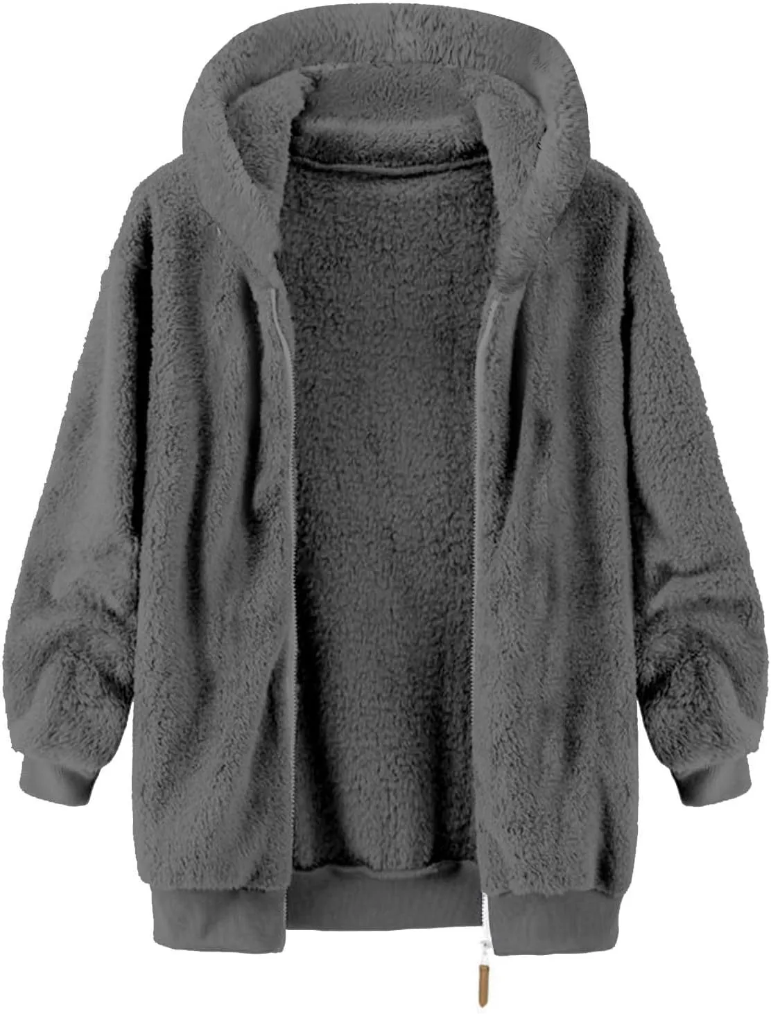 Muscularfit Men's Double Sided Furry Jacket Fall Winter Fashion Hood Coat Warm Down Jacket Full Zip Thicken Padded Outerwear