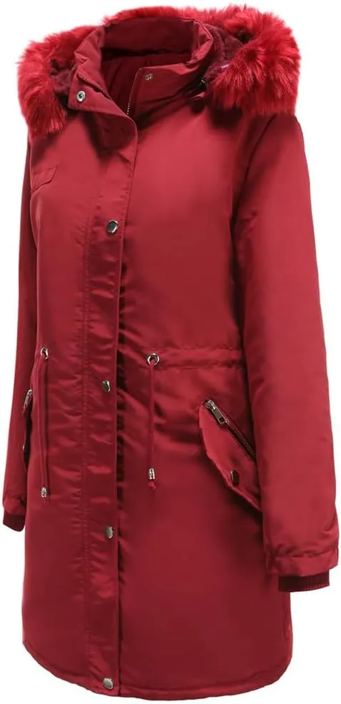 NALoRa Women'S Cotton Jacket Fleece Jacket Medium-Length Hooded Cotton Jacket Warm Padded Coat