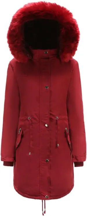 NALoRa Women'S Cotton Jacket Fleece Jacket Medium-Length Hooded Cotton Jacket Warm Padded Coat