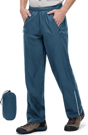 Outdoor Ventures Men's Rain Pants Waterproof Rain Overall Pants Windproof Packable Rain Outdoor Pants for Hiking Fishig Golf
