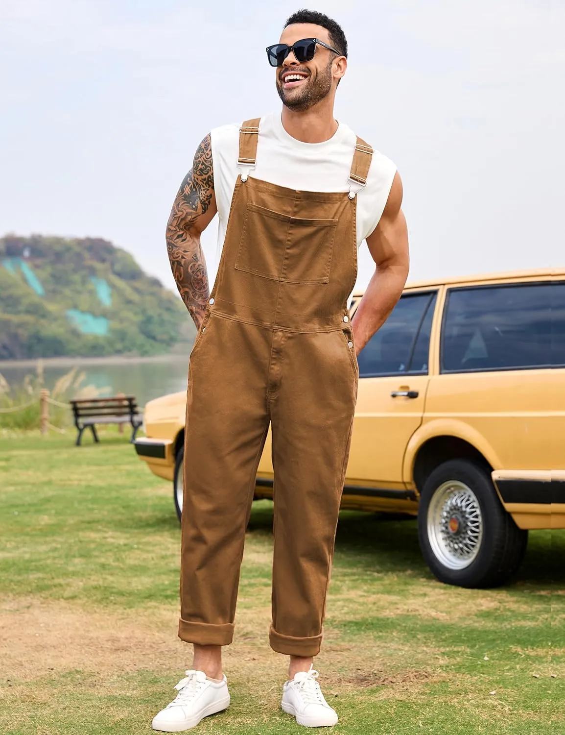 Overalls for Men Fashion Coveralls Work Utility Denim Women Bib Jumpsuit with Pockets