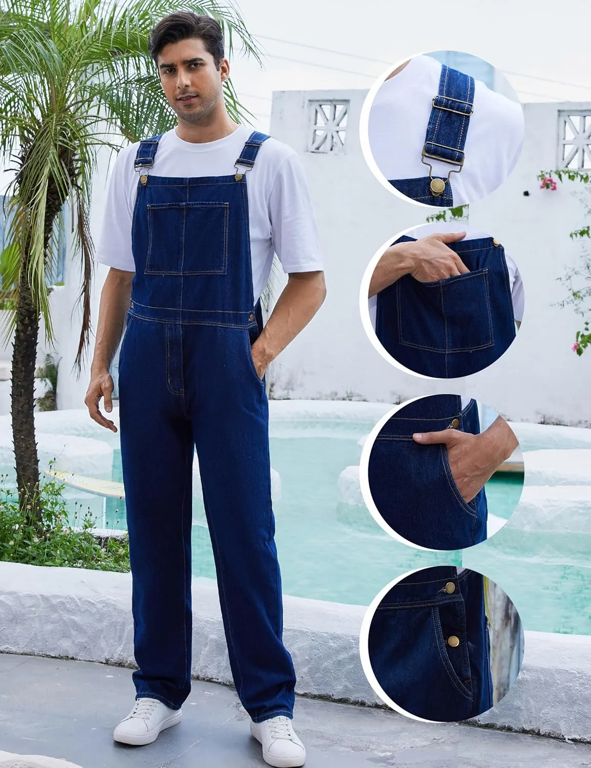 Overalls for Men Fashion Coveralls Work Utility Denim Women Bib Jumpsuit with Pockets