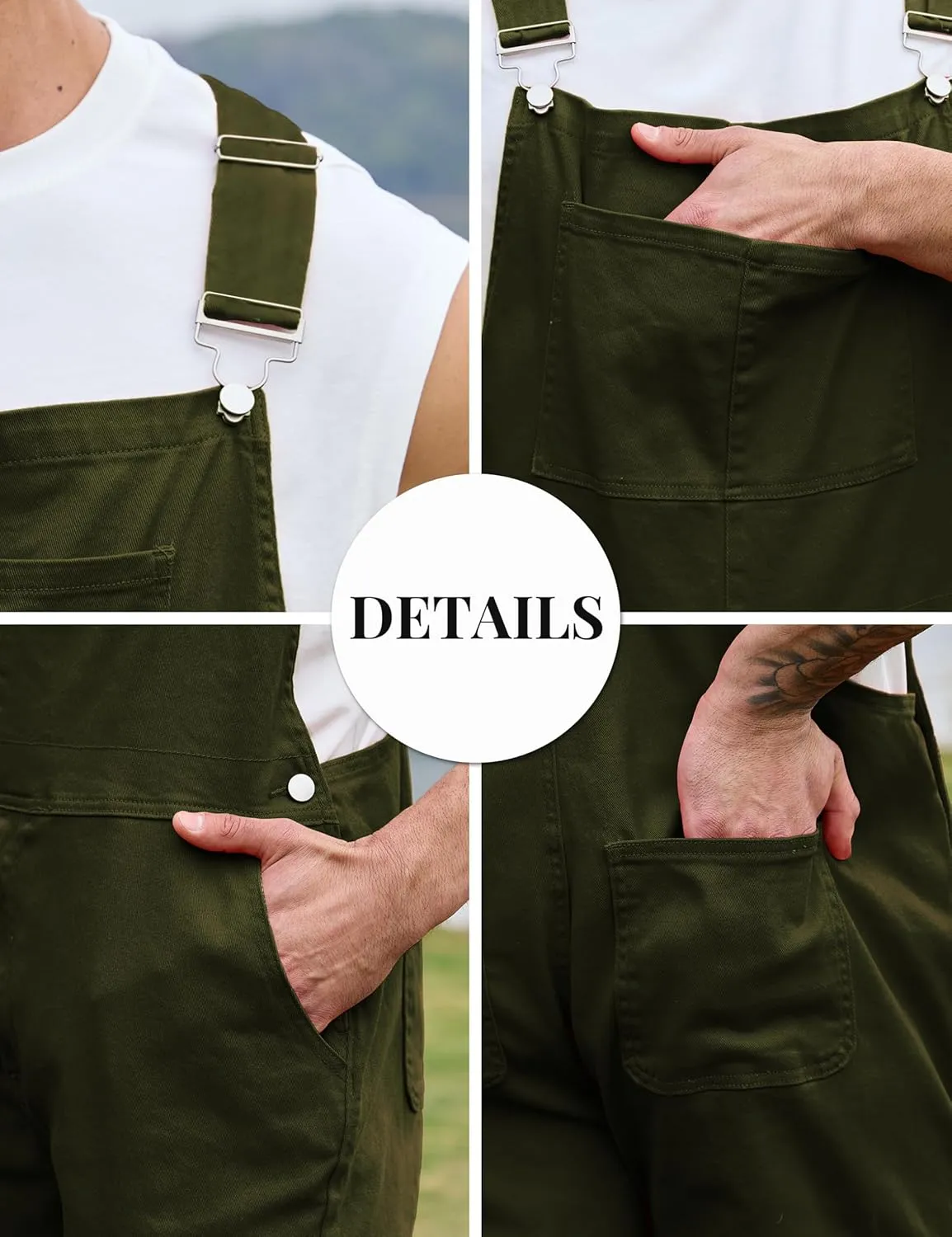 Overalls for Men Fashion Coveralls Work Utility Denim Women Bib Jumpsuit with Pockets
