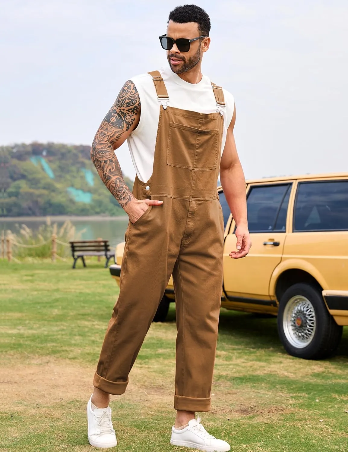 Overalls for Men Fashion Coveralls Work Utility Denim Women Bib Jumpsuit with Pockets