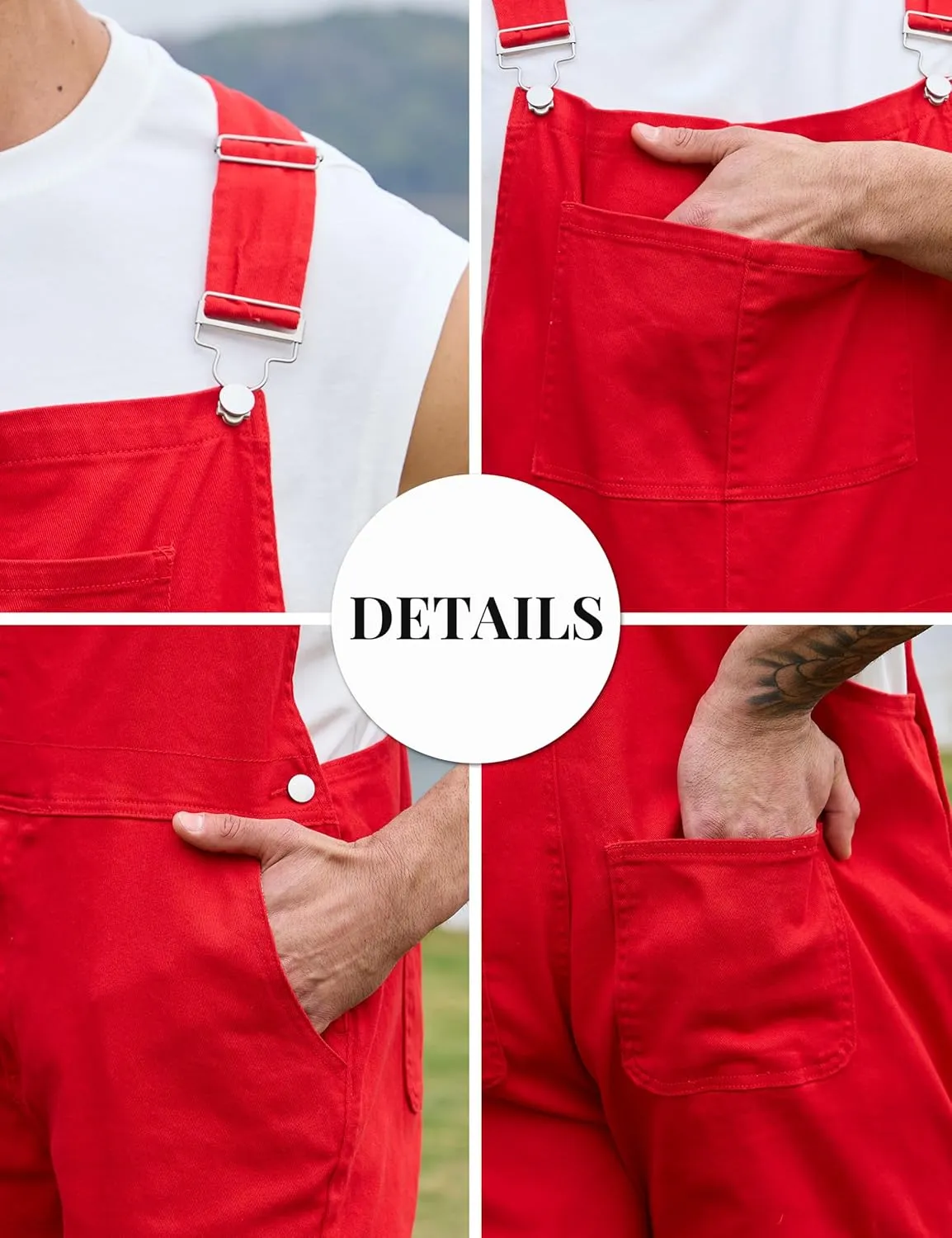 Overalls for Men Fashion Coveralls Work Utility Denim Women Bib Jumpsuit with Pockets
