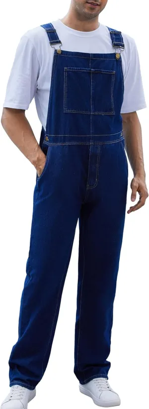 Overalls for Men Fashion Coveralls Work Utility Denim Women Bib Jumpsuit with Pockets