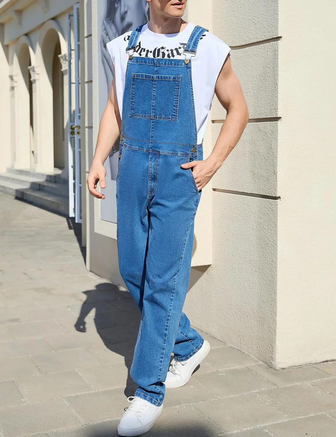 Overalls for Men Fashion Coveralls Work Utility Denim Women Bib Jumpsuit with Pockets