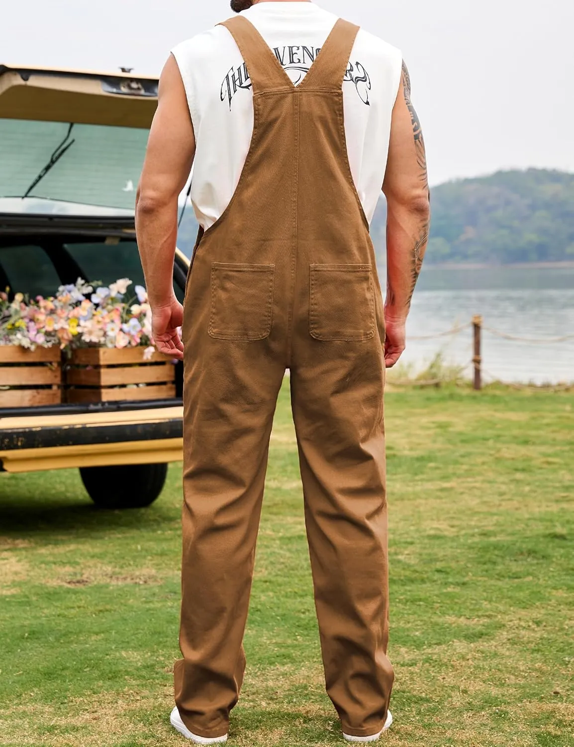 Overalls for Men Fashion Coveralls Work Utility Denim Women Bib Jumpsuit with Pockets