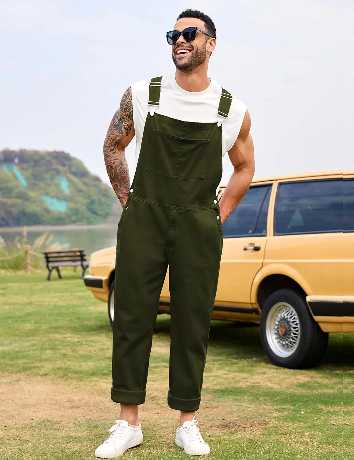 Overalls for Men Fashion Coveralls Work Utility Denim Women Bib Jumpsuit with Pockets