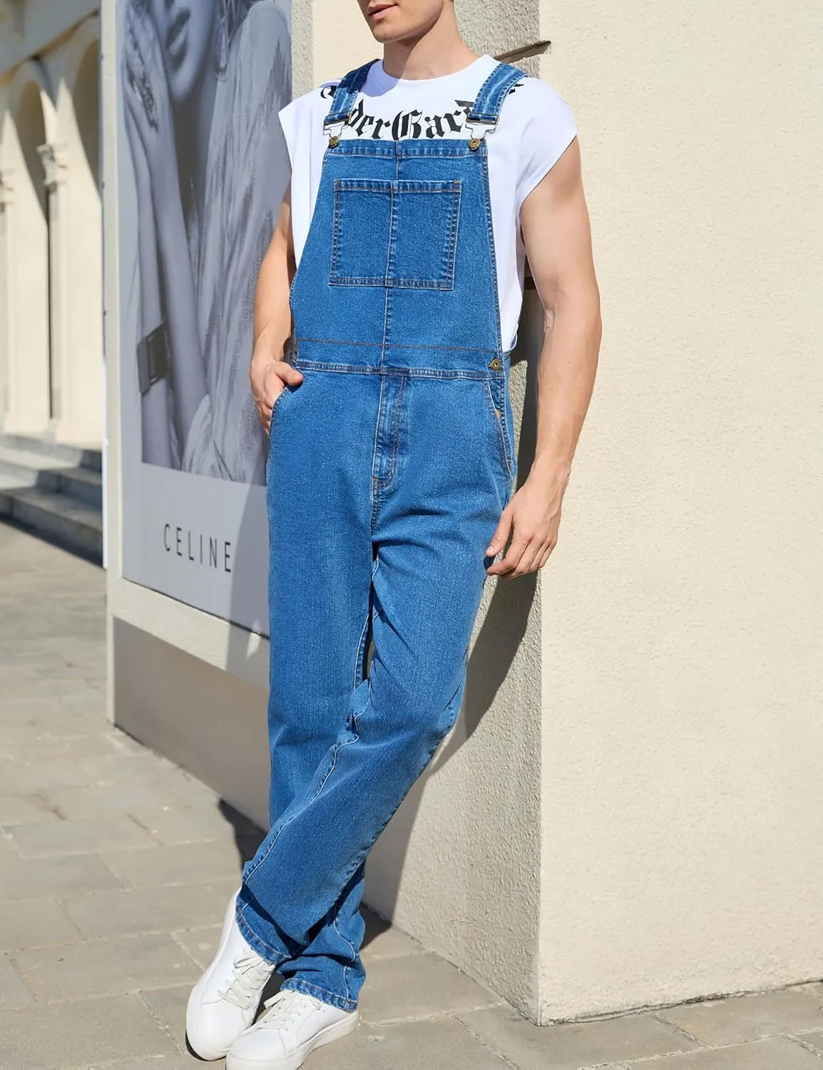 Overalls for Men Fashion Coveralls Work Utility Denim Women Bib Jumpsuit with Pockets