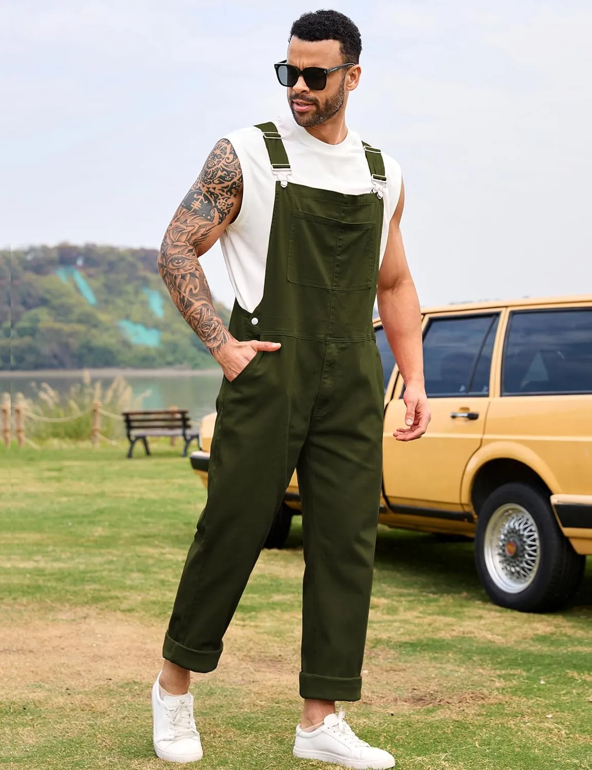 Overalls for Men Fashion Coveralls Work Utility Denim Women Bib Jumpsuit with Pockets