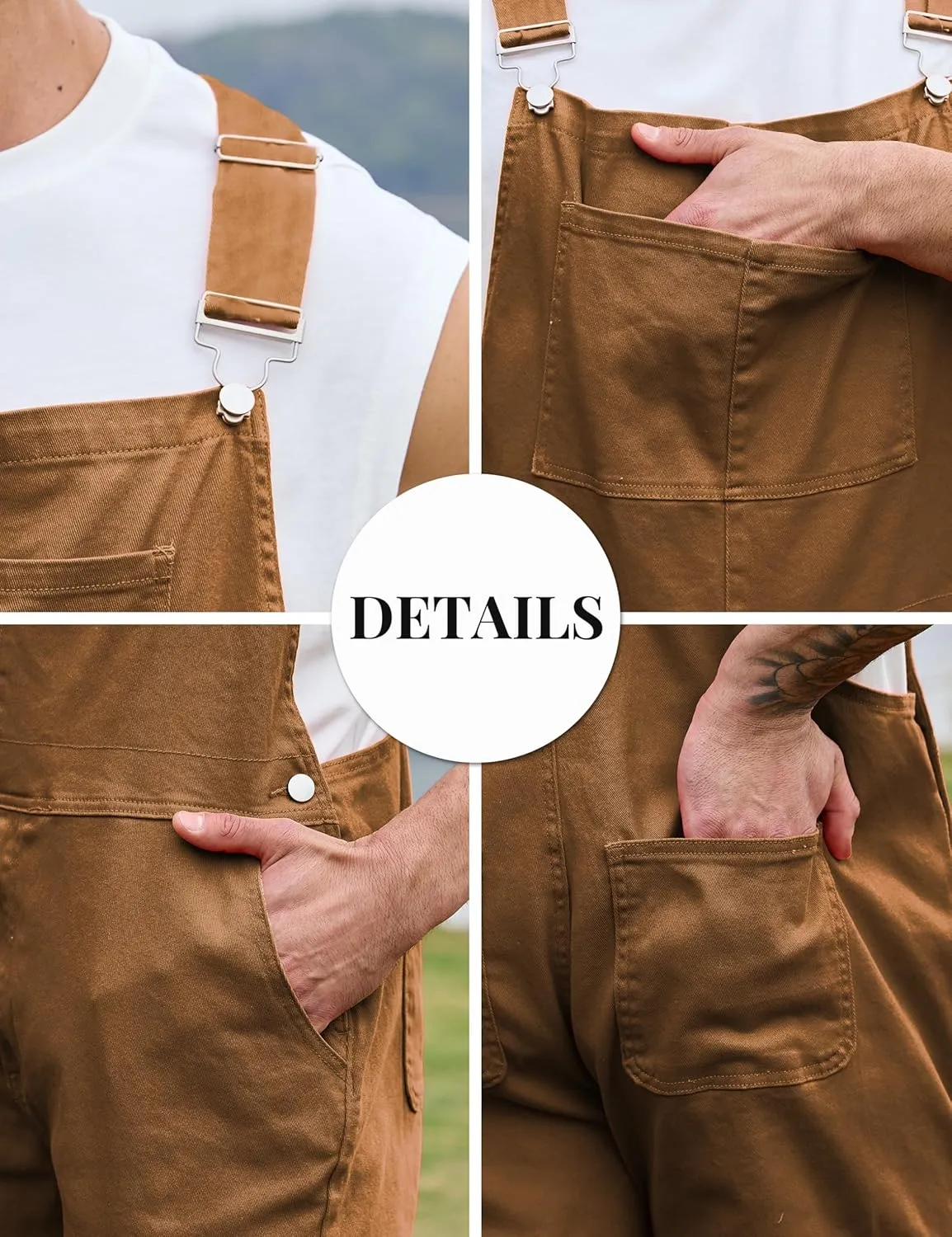 Overalls for Men Fashion Coveralls Work Utility Denim Women Bib Jumpsuit with Pockets