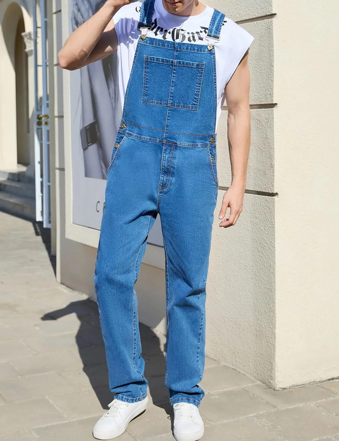 Overalls for Men Fashion Coveralls Work Utility Denim Women Bib Jumpsuit with Pockets
