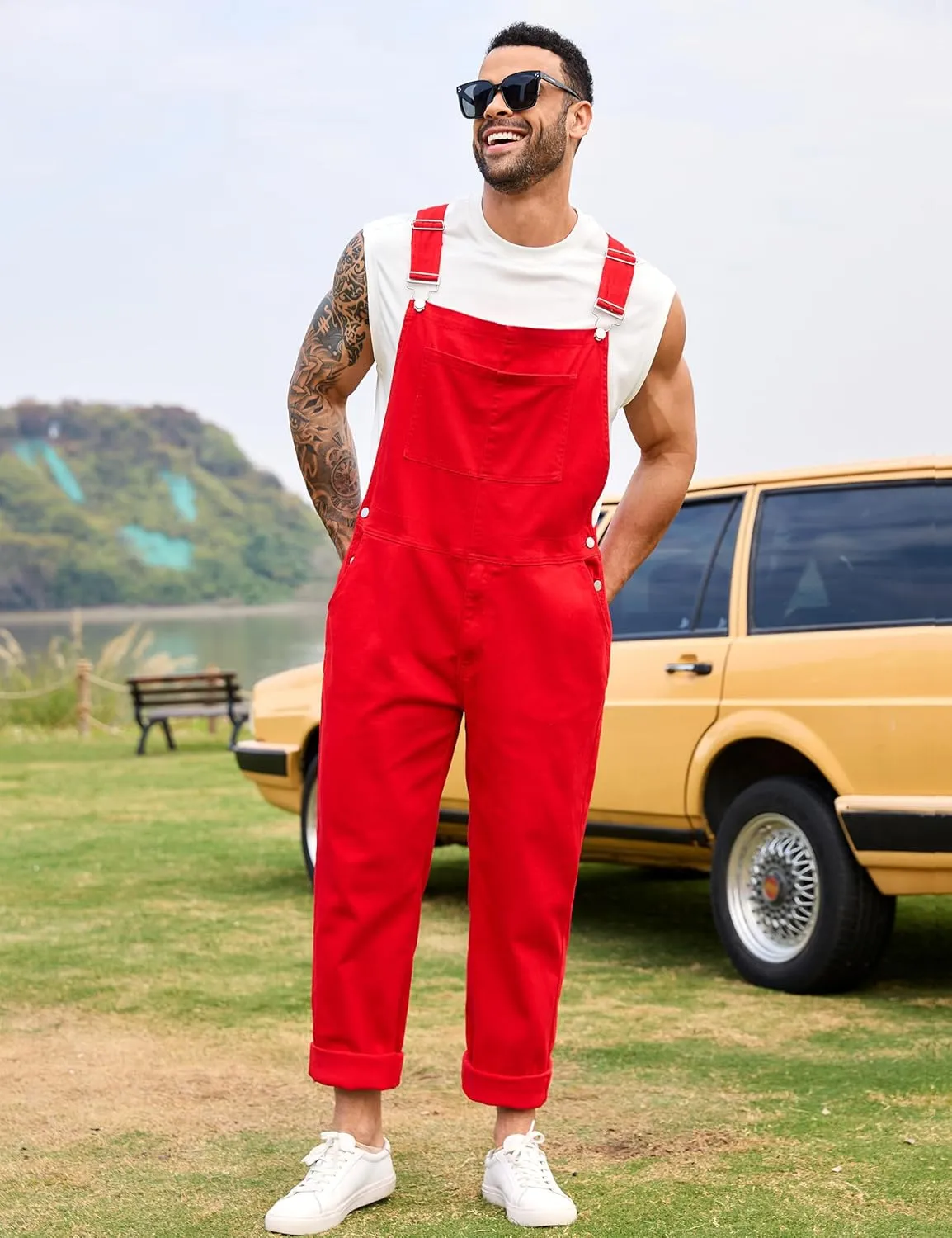 Overalls for Men Fashion Coveralls Work Utility Denim Women Bib Jumpsuit with Pockets