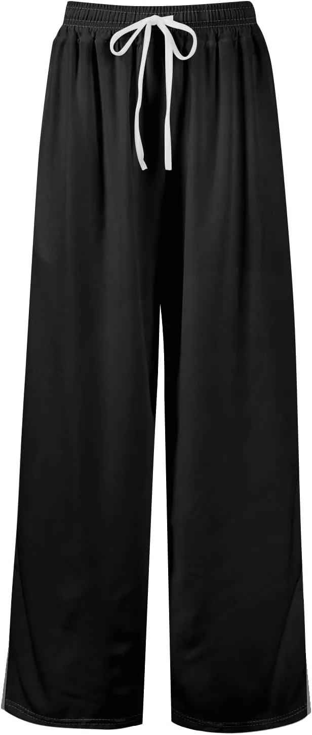 Palazzo Pants for Women,Womens Summer Boho Wide Leg Pants Casual High Waist Lounge Pant 2025 Beach Vacation Outfits