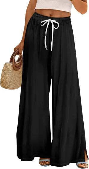 Palazzo Pants for Women,Womens Summer Boho Wide Leg Pants Casual High Waist Lounge Pant 2025 Beach Vacation Outfits
