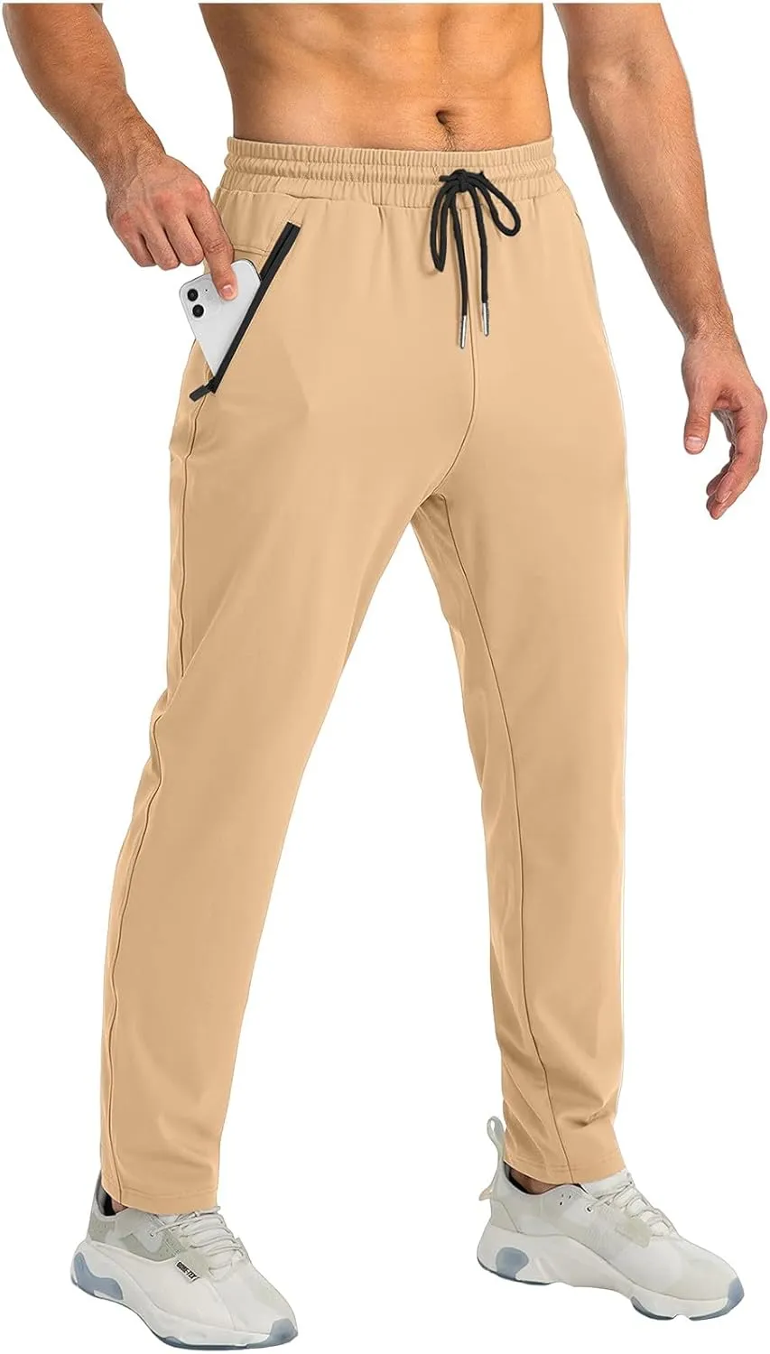 Palcomfy Pants for Me - Mens Gym Pants with Zipper Pockets Breathable Quick Dry Pants Stretch Outdoor Glide Pants Men