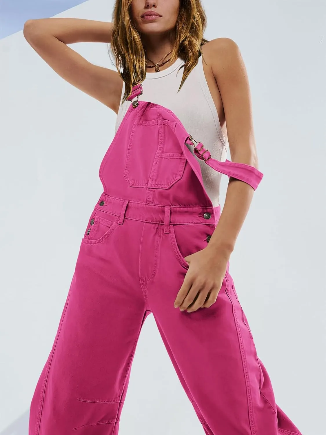 Panadila Womens Overalls Loose Fit Casual Wide Leg Jumpsuit Oversized Bib Overalls Barrel Pants with Pockets