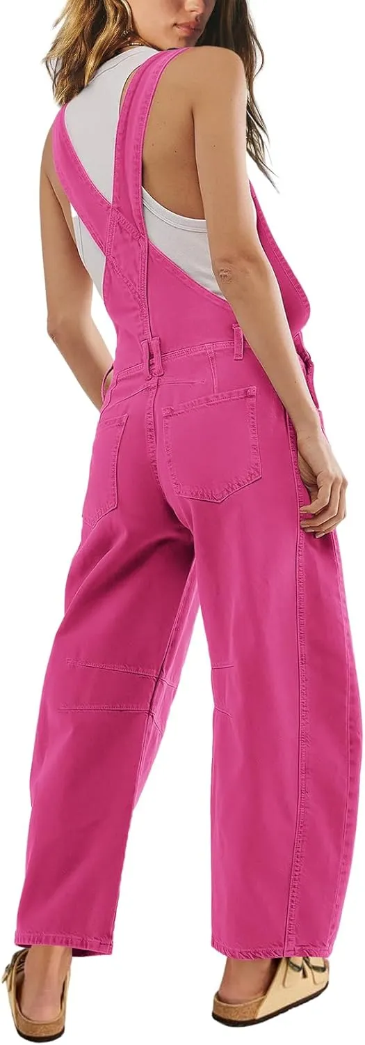 Panadila Womens Overalls Loose Fit Casual Wide Leg Jumpsuit Oversized Bib Overalls Barrel Pants with Pockets