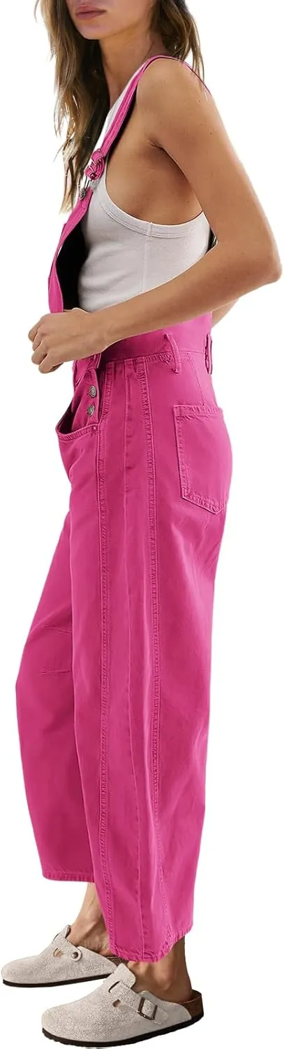 Panadila Womens Overalls Loose Fit Casual Wide Leg Jumpsuit Oversized Bib Overalls Barrel Pants with Pockets